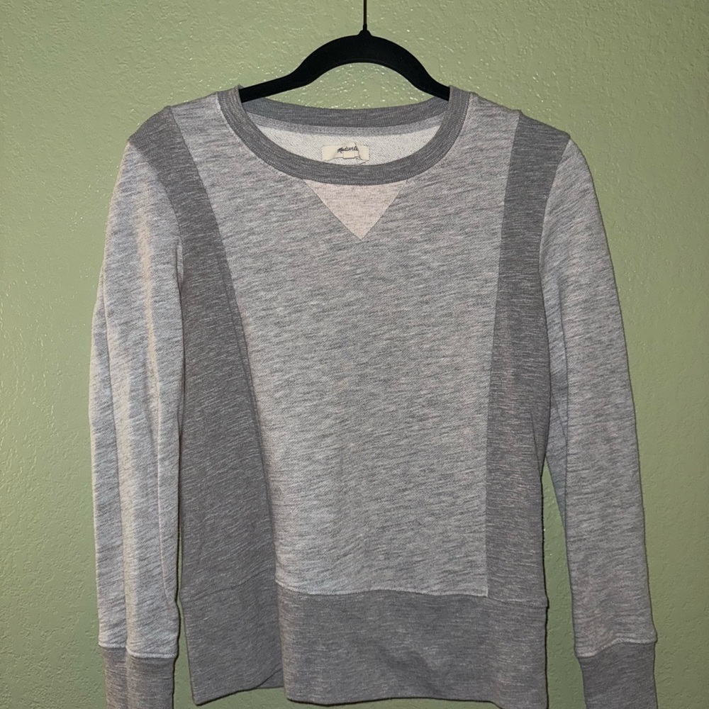 Madewell Gray Crewneck Sweater Soft Cotton-Blend